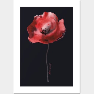 Red Poppy Watercolor Posters and Art